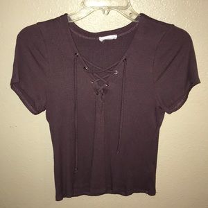 purple Tilly’s lace up top